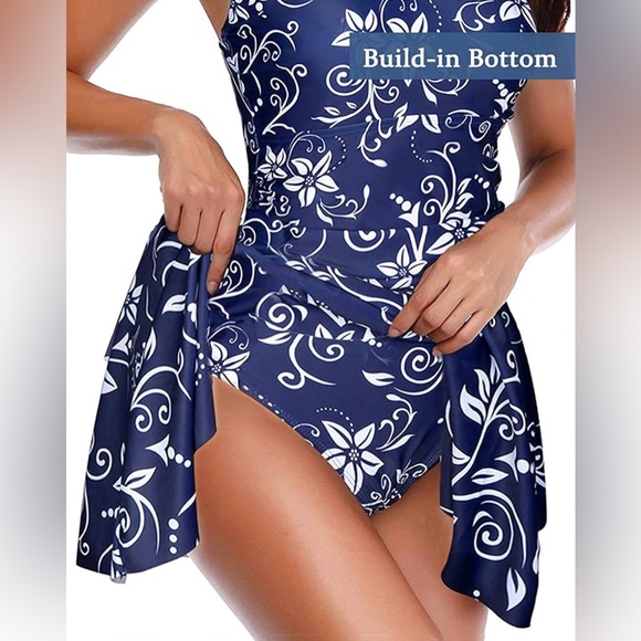 Yonique One Piece Swimsuits for WomenTummy Control Swimdress Skirt Swimwear - Picture 3 of 7